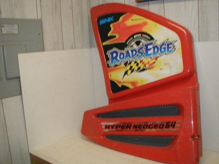 Hyper Neo Geo 64 (Sit Down Cabinet) (Roads Edge) Left Side Panel (Cracked)  (Item #65) $44.99 